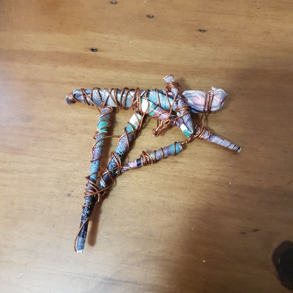 Vintage artisan made recycled paper brooch